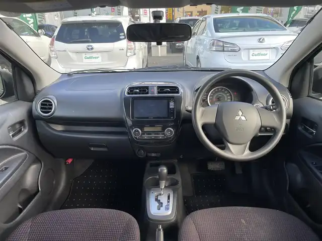 三菱 ミラージュ G 群馬県 2014(平26)年 4.2万km ピレネーブラック 純正SDナビゲーション/（CD/DVD/SD/BT/フルセグTV）/バックカメラ/ETC/アイドリングストップ/ハロゲンライト/オートライト/ヘッドライトレベライザー/プッシュスタート/ドアバイザー/電格ミラー/純正フロアマット/純正ホイールキャップ