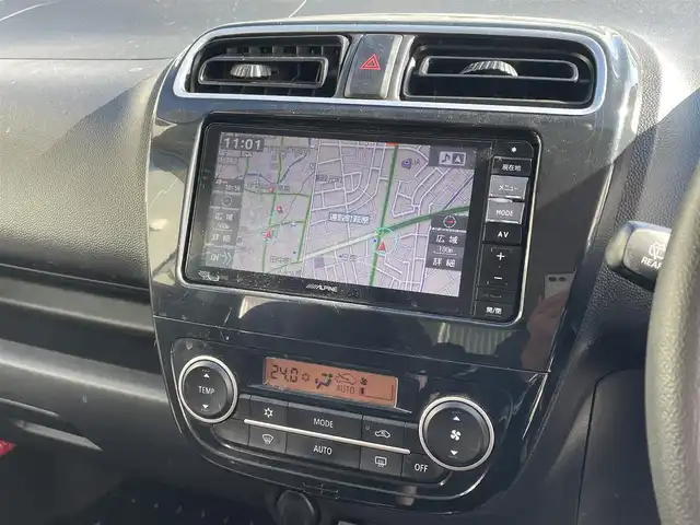 三菱 ミラージュ G 群馬県 2014(平26)年 4.2万km ピレネーブラック 純正SDナビゲーション/（CD/DVD/SD/BT/フルセグTV）/バックカメラ/ETC/アイドリングストップ/ハロゲンライト/オートライト/ヘッドライトレベライザー/プッシュスタート/ドアバイザー/電格ミラー/純正フロアマット/純正ホイールキャップ