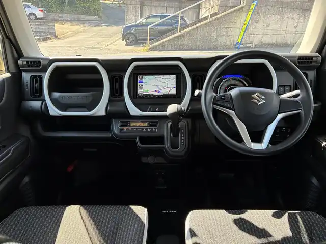スズキ ハスラー HYBRID G 熊本県 2022(令4)年 3.7万km シフォンアイボリーM ワンオーナー/社外ナビ（CN-RE07D）/【フルセグTV/CD/DVD/SD/BT】/バックカメラ/衝突軽減ブレーキ/車線逸脱警報/パーキングセンサー/前方ドライブレコーダー/ステアリングリモコン/アイドリングストップ/D/Nシートヒーター/オートライト/ヘッドライトレベライザー/電格式ミラー/スマートキー/スペアキー/保証書/取扱説明書(車両/ナビ)