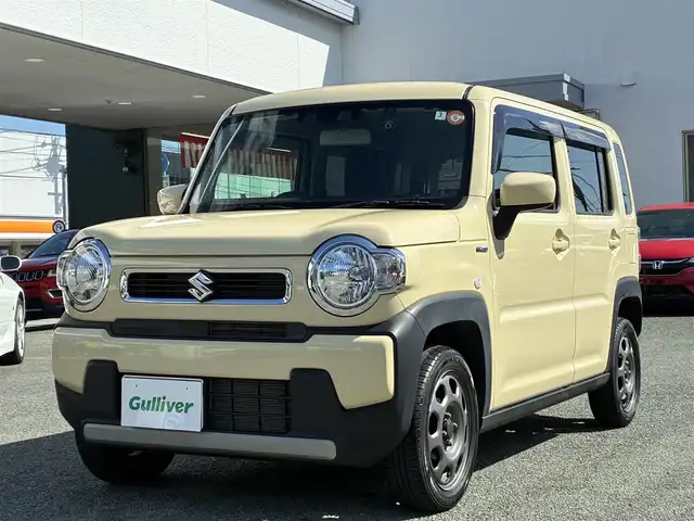 スズキ ハスラー HYBRID G 熊本県 2022(令4)年 3.7万km シフォンアイボリーM ワンオーナー/社外ナビ（CN-RE07D）/【フルセグTV/CD/DVD/SD/BT】/バックカメラ/衝突軽減ブレーキ/車線逸脱警報/パーキングセンサー/前方ドライブレコーダー/ステアリングリモコン/アイドリングストップ/D/Nシートヒーター/オートライト/ヘッドライトレベライザー/電格式ミラー/スマートキー/スペアキー/保証書/取扱説明書(車両/ナビ)