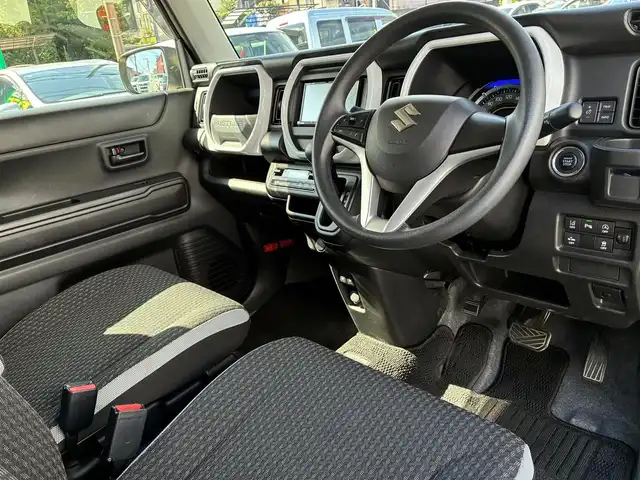 スズキ ハスラー HYBRID G 熊本県 2022(令4)年 3.7万km シフォンアイボリーM ワンオーナー/社外ナビ（CN-RE07D）/【フルセグTV/CD/DVD/SD/BT】/バックカメラ/衝突軽減ブレーキ/車線逸脱警報/パーキングセンサー/前方ドライブレコーダー/ステアリングリモコン/アイドリングストップ/D/Nシートヒーター/オートライト/ヘッドライトレベライザー/電格式ミラー/スマートキー/スペアキー/保証書/取扱説明書(車両/ナビ)