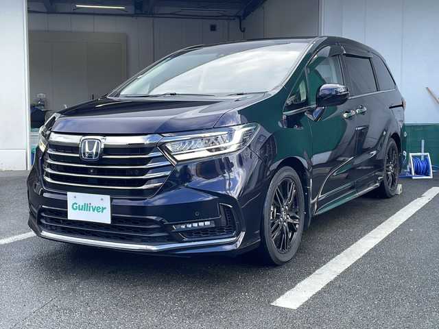 ホンダ オデッセイ ハイブリッド e:HEVアブソルート EX 京都府 2020(令2)年 6.9万km プレミアムヴィーナスブラックP 純正１０インチナビ　フルセグ　ＤＶＤ　ＨＤＭＩ　ＵＳＢ　全方位カメラ　アダプティブクルーズコントロール　レーンキープアシスト　電動リアゲート　ビルトインＥＴＣ　ＬＥＤヘッドライト　禁煙車　シートヒーター　ブラインドスポットモニター