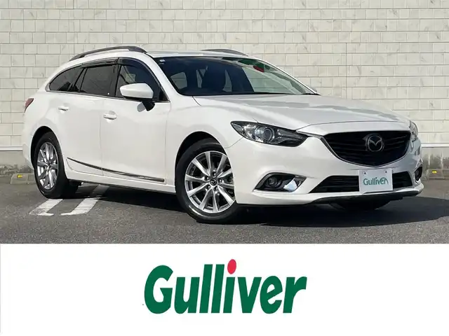 マツダ アテンザ ワゴン XD 宮崎県 2014(平26)年 7.9万km スノーフレイクホワイトパールマイカ 純正ナビ（GA9K3）/（DVD再生有り）/純正アルミホイール/純正フロアマット/クルーズコントロール/バックカメラ/ルーフレール/純正LEDヘッドライト/MTモード付AT/スマートキー/パワーステアリング/パワーウィンドウ/ABS/ETC/フルセグ/コーナーセンサー