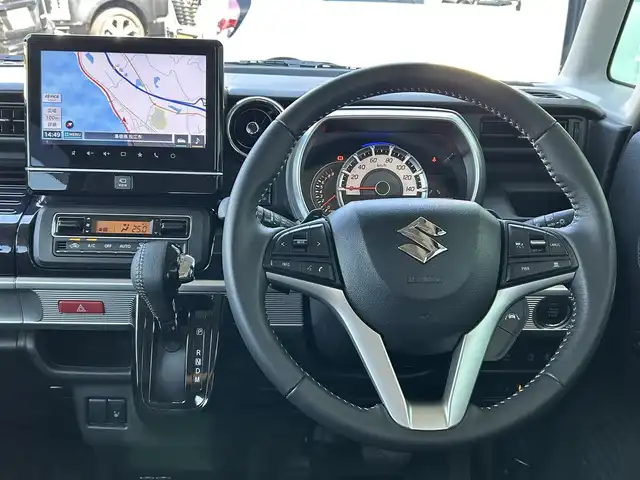 スズキ スペーシア カスタム HYBRID XS ターボ 島根県 2022(令4)年 0.6万km インディゴブルーメタリック デュアルカメラブレーキサポート/純正9インチナビ/フルセグTV/Bluetooth/USB/全方位カメラ/純正アルミホイール付きスタッドレス積み込み/レーダークルーズコントロール/両側パワースライドドア/LEDオートライト/ハーフレザー調シート/シートヒーター /ビルトインETC/ステアリングスイッチ/純正フロアマット/純正ドアバイザー/スマートキー/プッシュスタート /パドルシフト