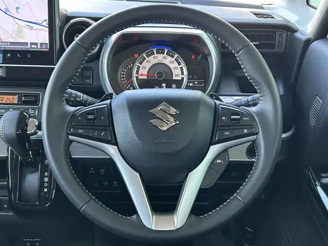 スズキ スペーシア カスタム HYBRID XS ターボ 島根県 2022(令4)年 0.6万km インディゴブルーメタリック デュアルカメラブレーキサポート/純正9インチナビ/フルセグTV/Bluetooth/USB/全方位カメラ/純正アルミホイール付きスタッドレス積み込み/レーダークルーズコントロール/両側パワースライドドア/LEDオートライト/ハーフレザー調シート/シートヒーター /ビルトインETC/ステアリングスイッチ/純正フロアマット/純正ドアバイザー/スマートキー/プッシュスタート /パドルシフト