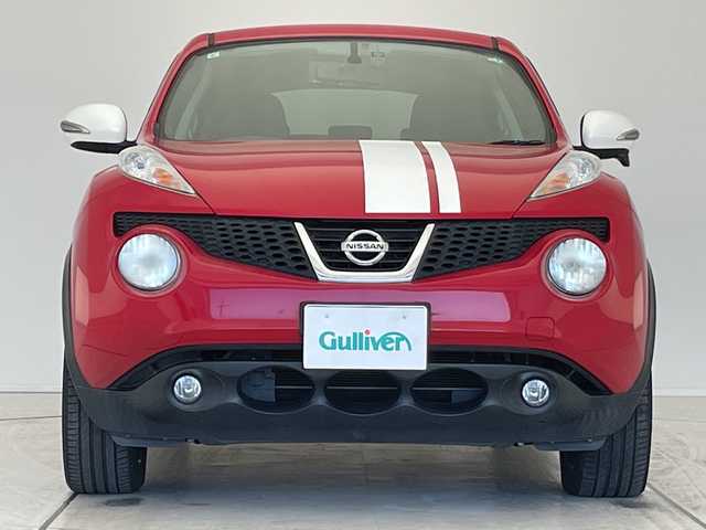 日産 ジューク 15RX パーソナライズパック 愛知県 2013(平25)年 7.2万km パッションレッド SDナビ/バックカメラ/純正アルミホイール/オートライト/ドライブレコーダー/ETC/ワンセグ/CD DVD/Bluetooth/ステアリングスイッチ/スマートキー/プッシュスタート