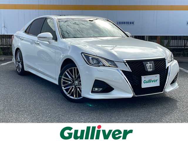 トヨタ クラウン アスリート G 山口県 2016(平28)年 4.6万km ホワイトパールクリスタルシャイン サンルーフ/黒レザーシート/前席パワーシート（右前席メモリー付き)/前席シートヒーター/エアシート/純正ナビ/DVD/BD/CD/SD/MSV/BT/USB/AUX/　フルセグTV/バックカメラ/純正LＥＤヘッドライト/純正フォグランプ/オートライト/オートハイビーム/純正１８インチアルミホイール/革巻きステアリング/ステアリングスイッチ/パドルシフト/クルーズコントロール/黒ウッド調パネル/トランクイージークローザー/衝突被害軽減ブレーキ/ＬＤＡ/スマートキー×２/ビルトインETC/純正フロアマット/電動格納ウインカードアミラー(オート機能付き)