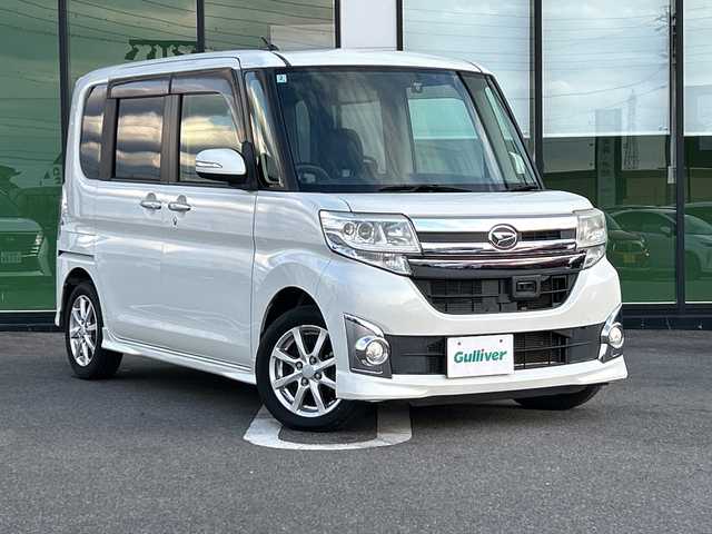 ダイハツ タント カスタム X SA 岐阜県 2013(平25)年 10.4万km パールホワイトⅢ 【登録時走行距離：103788km】/純正8型ナビ/フルセグTV/バックカメラ/片側パワースライドドア/ドライブレコーダー/USB入力端子/ETC/Bluetooth/プッシュスタート/スマートキー/純正フロアマット/純正ドアバイザー/純正アルミホイール/ABS/横滑り防止装置/レーンキープアシスト/盗難防止装置/オートライト/キセノンヘッドライト/エアバッグ/衝突被害軽減システム
