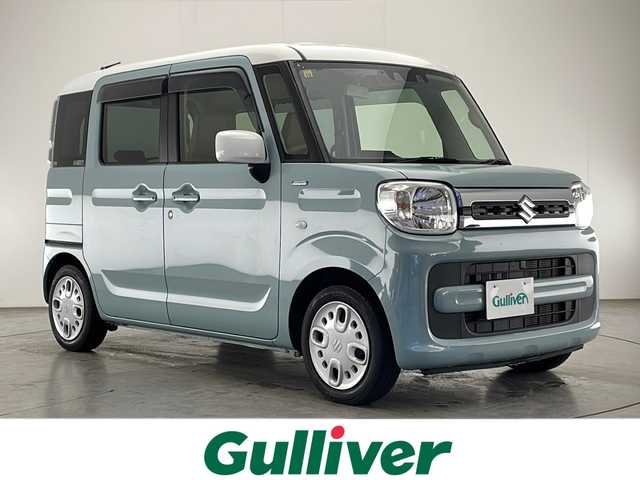 スズキ スペーシア HYBRID X 宮崎県 2020(令2)年 2.8万km オフブルーメタリック/ホワイト2トーン 禁煙車/衝突被害軽減ブレーキ/純正8型ナビTV/（SKX-S804/CD/DVD/Bluetooth/フルセグTV)/純正バックカメラ/純正ビルトインETC/純正セキュリティアラーム/純正フロアマット/両側電動スライドドア/レーンディパーチャーアラート/クリアランスソナー/シートヒーター/オートエアコン/スマートキー/プッシュエンジンスタート/スペアキー/新車時保証書/取扱い説明書