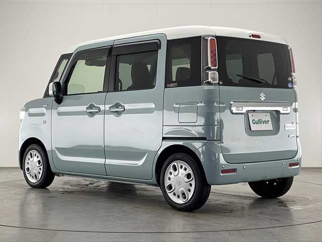 スズキ スペーシア HYBRID X 宮崎県 2020(令2)年 2.8万km オフブルーメタリック/ホワイト2トーン 禁煙車/衝突被害軽減ブレーキ/純正8型ナビTV/（SKX-S804/CD/DVD/Bluetooth/フルセグTV)/純正バックカメラ/純正ビルトインETC/純正セキュリティアラーム/純正フロアマット/両側電動スライドドア/レーンディパーチャーアラート/クリアランスソナー/シートヒーター/オートエアコン/スマートキー/プッシュエンジンスタート/スペアキー/新車時保証書/取扱い説明書