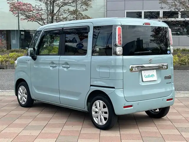 スズキ スペーシア HYBRID X 福島県 2019(平31)年 6.7万km オフブルーM 4WD/純正メモリナビ/　【フルセグ/CD/DVD/MSV/SD/BT/USB】/バックカメラ/全周囲カメラ/ドライブレコーダー前後/前席シートヒーター/ベンチシート/ステアリングリモコン/両側パワースライドドア/アイドリングストップ/衝突軽減システム/横滑り防止機能/レーンキープアシスト/パーキングアシスト/LEDヘッドライト（AUTO機能付き）/スペアキー×１