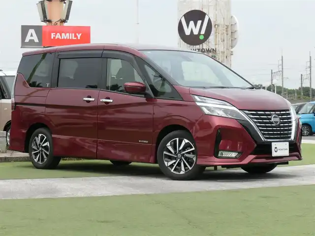 日産 セレナ ハイウェイスター V 千葉県 2020(令2)年 4万km マルーンレッド エマージェンシーブレーキ/プロパイロット/インテリジェントクルーズコントロール/ハンズフリー両側パワースライドドア/10インチ純正SDナビ/地デジTV/【BD/DVD/CD再生機能　Bluetooth接続】/アラウンドビューモニター/フリップダウンモニター/ドライブレコーダー（DJ4-D）/革巻きステアリング/ステアリングスイッチ/ETC（2.0）/LEDヘッドライト/フォグライト/ウインカーミラー/コーナーセンサー/純正16インチアルミホイル/サイド/カーテンエアバッグ/インテリジェントキー