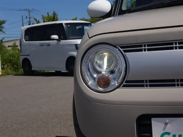 スズキ ラパン S 山形県 2017(平29)年 3.5万km フォーンベージュメタリック/ホワイト2トーンルーフ 4WD/レーダーブレーキサポート/純正カーオーディオ/　　【CD AUX AM/FM】/HIDオートヘッドライト/シートヒーター/14インチアルミホイール/アイドリングストップ/電動格納ミラー/純正フロアマット/ドアバイザ―/スマートキー