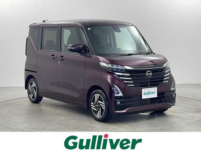 日産 ルークス ハイウェイスター X 栃木県 2024(令6)年 0.1千km パープル 届出済未使用車/アラウンドビューモニター/インテリジェントエマージェンシーブレーキ/踏み間違い衝突防止アシスト/車線逸脱防止支援システム/車線逸脱警報/ハイビームアシスト/片側パワースライドドア/ハンズフリードア/純正14インチAW/オートライト/LEDヘッドライト/LEDフォグランプ/後席サーキュレーター/ロールサンシェイド/シートバックテーブル/プッシュスタート/スマートキー/スペア１本
