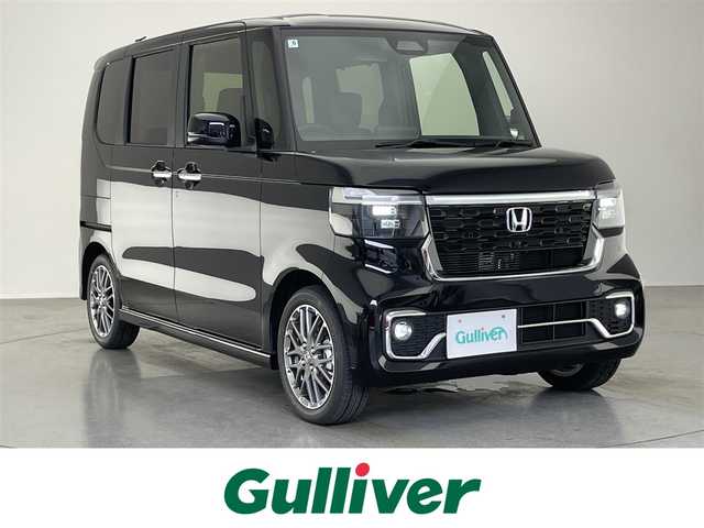 ホンダ Ｎ ＢＯＸ カスタム ターボ 愛知県 2025(令7)年 0.1万km未満 クリスタルブラックパール 届出済未使用車　黒ハーフレザー　前列シートヒーター　両側パワースライドドア　ＬＥＤヘッドライト　フォグランプ　衝突軽減　純正アルミホイール　パドルシフト　ＢＳＭ　プッシュスタート　スマートキー　禁煙車