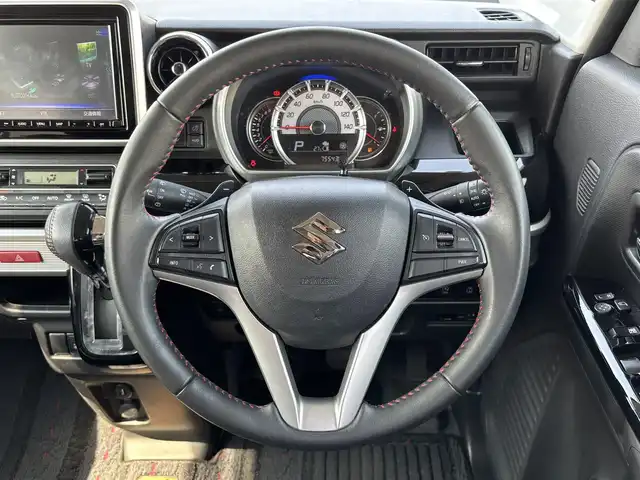 スズキ スペーシア カスタム HYBRID XS ターボ 大分県 2019(令1)年 7.6万km ブルーイッシュブラックパール3 ・純正ナビ(CD.DVD.BT.SD.USB)/・全方位カメラ/・ヘッドアップディスプレイ/・デュアルセンサーブレーキサポート/・フルセグテレビ/・両側パワースライドドア/・クルーズコントロール/・ETC/・ドライブレコーダー/・運転席シートヒーター/・パドルシフト/・ステアリングリモコン/・スマートキー/・フロアマット