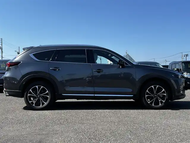 マツダ ＣＸ－８ 25S グランドジャーニー 道央・札幌 2024(令6)年 1.2万km マシーングレープレミアムM ４WD/純正メーカーOPナビ/AM/FM/BT/フルセグ/社外フリップダウンモニター/衝突被害軽減ブレーキ/横滑り防止装置/レーダークルーズコントロール/レーンキープアシスト/クリアランスソナー/ブラインドスポットモニター/バックカメラ/フロントカメラ/サイドカメラ/全方位カメラ/アラウンドビューモニター/ETC/アイドリングストップ/前席パワーシート/メモリーシート/前席＋セカンドシートヒーター/ハーフレザーシート/革巻きステアリング/ステアリングリモコン/ハンドルヒーター/電動パーキング/オートブレーキホールド/自動防眩ミラー/MTモード付AT/プッシュスタート/スマートキー/LEDヘッドライト/オートライト/オートマチックハイビーム/電動格納ミラー/ウィンカーミラー/社外フロアマット