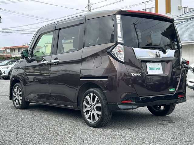 トヨタ タンク カスタムG－T 沖縄県 2017(平29)年 2.8万km プラムブラウンパールクリスタルシャイン 純正ナビ　/（ＡＭ／ＦＭ／ＣＤ／ＤＶＤ／ＢＴ）　/フルセグＴＶ　/バックモニター　/両側パワスラ　/衝突軽減　/コーナーセンサー　/クルーズコントロール　/シートヒーター　/ＬＥＤヘッドライト　/ＥＴＣ/横滑り防止/オートライト/スマートキー/純正フロアマット/純正15AW/アイドリングストップ