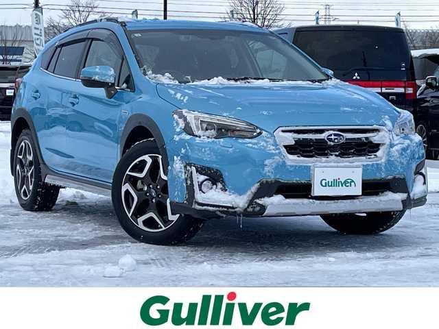 スバル ＸＶ ハイブリッド アドバンス 道央・札幌 2019(平31)年 5.8万km ラグーンブルーP ４WD/ワンオーナー/純正ディーラーOPナビ/CD/DVD/BT/USB/SD/フルセグTV/アイサイト/衝突被害軽減ブレーキ/横滑り防止装置/レーダークルーズコントロール/レーンキープアシスト/リアパーキングセンサー/ブラインドスポットモニター/サイドカメラ/ETC/X-MODE/SI-DRIVE/ECO-C/前席パワーシート/ハーフレザーシート/革巻きステアリング/ステアリングリモコン/パドルシフト/SRH/電動パーキング/オートブレーキホールド/プッシュスタート/スマートキー/LEDヘッドライト/オートライト/フォグランプ/電動格納ミラー/ヒーテッドドアミラー/ウィンカーミラー/純正フロアマット/ドアバイザー