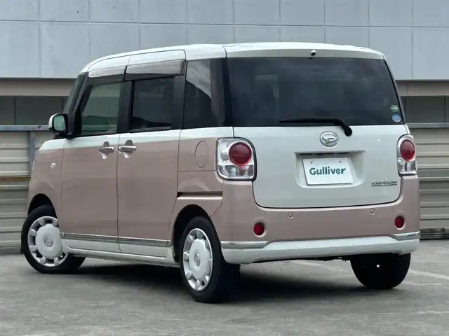 ダイハツ ムーヴ キャンバス G メイクアップ リミテッド　SAⅢ 静岡県 2018(平30)年 2.1万km パールホワイトⅢ/ライトローズマイカメタリックⅡ 2トーン 純正SDナビ/・フルセグ/CD/DVD/Bluetooth/全周囲カメラ/前方ドライブレコーダー/両側パワースライドドア/ステアリングスイッチ/オートライト/スマートキー/・プッシュスタート/LEDヘッドライト/・フォグランプ/電動格納ミラー/純正フロアマット/ドアバイザー