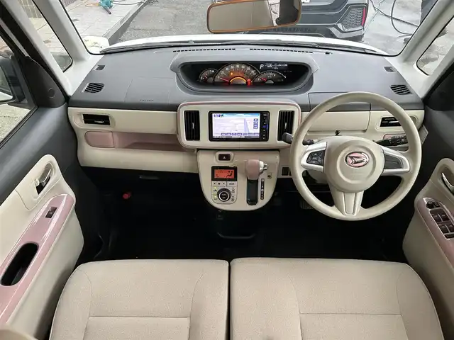 ダイハツ ムーヴ キャンバス G メイクアップ リミテッド　SAⅢ 静岡県 2018(平30)年 2.1万km パールホワイトⅢ/ライトローズマイカメタリックⅡ 2トーン 純正SDナビ/・フルセグ/CD/DVD/Bluetooth/全周囲カメラ/前方ドライブレコーダー/両側パワースライドドア/ステアリングスイッチ/オートライト/スマートキー/・プッシュスタート/LEDヘッドライト/・フォグランプ/電動格納ミラー/純正フロアマット/ドアバイザー