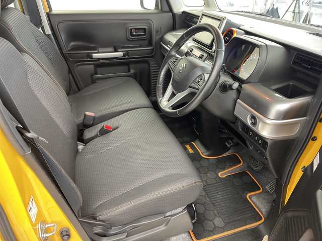 スズキ スペーシア ギア HYBRID XZ 岐阜県 2021(令3)年 1.6万km アクティブイエロー/ガンメタリック2トーン 4WD/純正8インチナビ/CD/DVD/Bluetooth/USB/フルセグTV/全方位モニター/両側パワースライドドア/スズキセーフティサポート/デュアルカメラブレーキサポート/後退時ブレーキサポート/車線逸脱警報機能/パーキングソナー/ハイビームアシスト/アダプティブクルーズコントロール/シートヒーター/ビルトインETC/革巻きステアリング/ステアリングリモコン/純正フロアマット/純正ドアバイザー/ルーフレール/オートLEDヘッドライト/フォグランプ/スマートキー/プッシュスタート/シートバックテーブル/ベンチシート