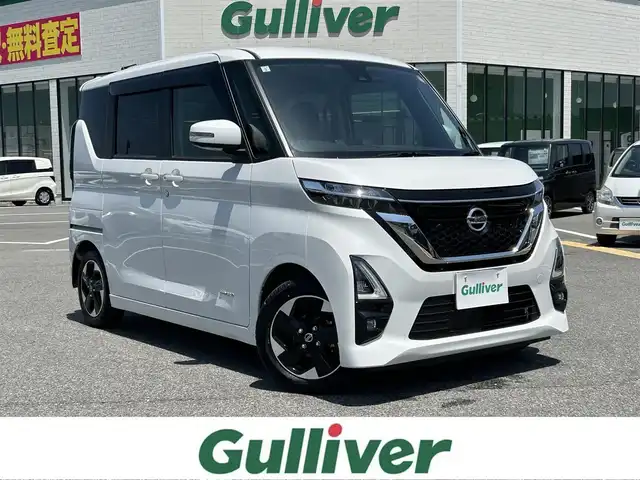 日産 ルークス ハイウェイスター X 鳥取県 2021(令3)年 3.6万km ホワイトパール カロッツエリア９型ディスプレイオーディオ/BT/HDMI/アラウンドビューモニター/エマージェンシーブレーキ/片側パワースライドドア/LEDヘッドライト/オートライト/LEDフォグライト/純正14インチアルミホイール/プッシュエンジンスタート/ウィンカーミラー/アイドリングストップ/フロアマット/ドアバイザー