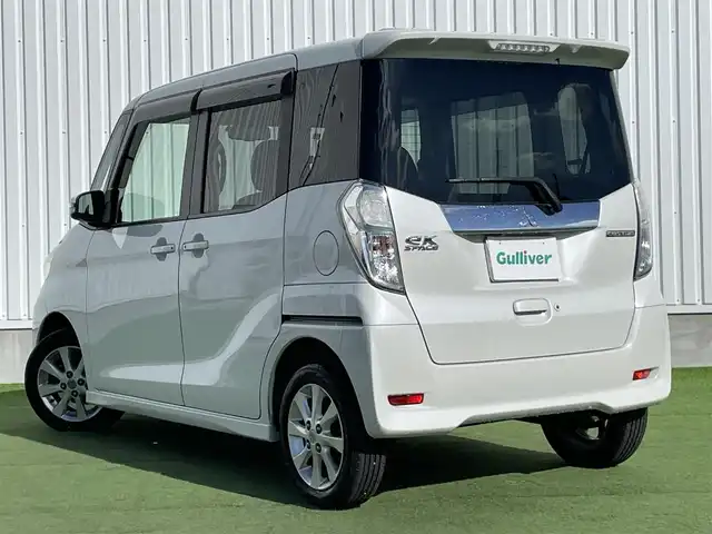 三菱 ｅＫスペース カスタムG 香川県 2014(平26)年 3.1万km シルキーホワイト 純正７型ＳＤナビ/　CD.DVD.BT.AUX.USB/バックカメラ/電動スライドドア/ＨＩＤヘッドライト/フォグライト/アイドリングストップ/純正１４インチＡＷ/スマートキー/スペアキー/純正フロアマット/純正ドアバイザー