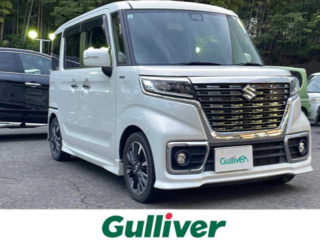 スズキ スペーシア カスタム HYBRID XS ターボ 京都府 2019(平31)年 10.6万km ピュアホワイトP ワンオーナー/プッシュスタート/社外ナビ　AVIC-RL902/・フルセグ/CD/DVD/BT/FM/AM/USB/バックカメラ/両側パワースライドドア/クルーズコントロール/衝突軽減防止/コーナーセンサー/レーンアシスト/横滑り防止装置/ハーフレザーシート/シートヒーター/ナビ連動ドラレコ/アイドリングストップ/ETC/パドルシフト/オートライト/リアサンシェード/フロアマット/ドアバイザー/スマートキースペア×１/保証書/取扱説明書