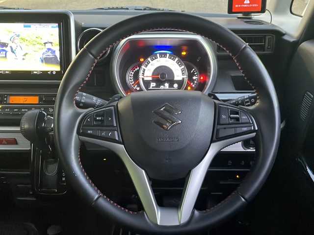 スズキ スペーシア カスタム HYBRID XS ターボ 京都府 2019(平31)年 10.6万km ピュアホワイトP ワンオーナー/プッシュスタート/社外ナビ　AVIC-RL902/・フルセグ/CD/DVD/BT/FM/AM/USB/バックカメラ/両側パワースライドドア/クルーズコントロール/衝突軽減防止/コーナーセンサー/レーンアシスト/横滑り防止装置/ハーフレザーシート/シートヒーター/ナビ連動ドラレコ/アイドリングストップ/ETC/パドルシフト/オートライト/リアサンシェード/フロアマット/ドアバイザー/スマートキースペア×１/保証書/取扱説明書