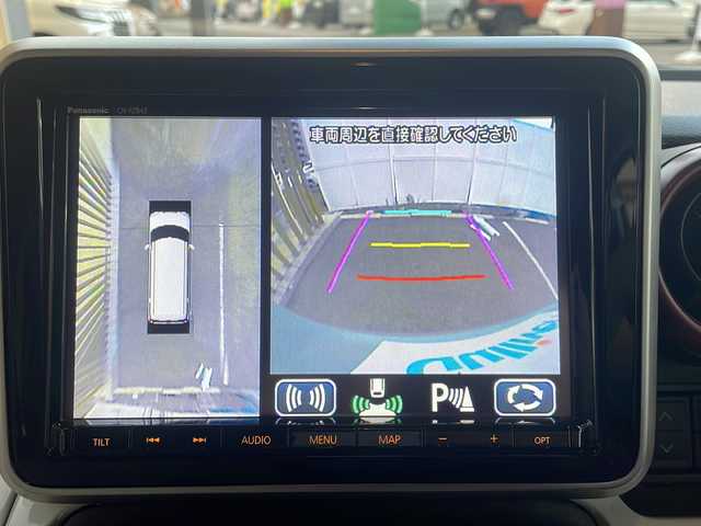 スズキ スペーシア HYBRID X 秋田県 2019(平31)年 2.1万km オフブルーメタリック/ホワイト2トーン ワンオーナー/４WD/SDナビ/CD　DVD　BT　ラジオ　DTV　SD/全方位カメラ/両側パワースライドドア/ETC/エンジンスターター/スペアキー/レーダーブレーキサポート/レーンディパーチャアラート/運転席＆助手席シートヒーター/スマートキー/プッシュスタート/スペアキー/オートライト/アイドリングストップ/横滑り防止装置/保証書/取扱説明書