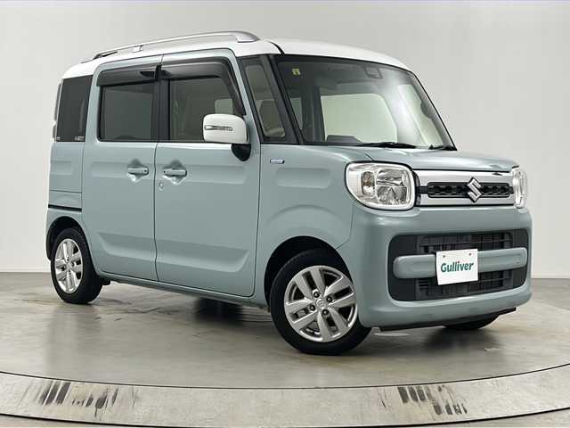 スズキ スペーシア HYBRID X 2トーン 埼玉県 2020(令2)年 4.3万km オフブルーメタリック/ホワイト2トーン 両側パワースライドドア/社外メモリナビ(型式：AVIC-RW302)/CD/DVD/ワンセグ/運転席シートヒーター/衝突軽減システム/レーンキープアシスト/横滑り防止システム/コーナーセンサー/アイドリングストップ/純正14インチアルミホイール/純正フロアマット/LEDヘッドライト/プッシュスタート/スマートキー