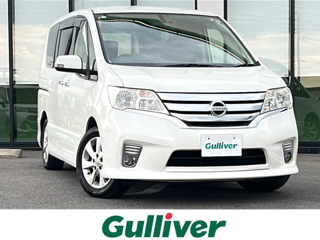 日産 セレナ ハイウェイスター Vセレクション 岐阜県 2012(平24)年 8.9万km ホワイト 純正ナビ　/ＥＴＣ　/前後ドライブレコーダー　/後席モニター　/両側パワースライドドア　/衝突軽減システム　/盗難防止装置　/横滑り防止装置　/アイドリングストップ　/純正１６インチアルミホイール　/プッシュスタート/スマートキー/純正フロアマット