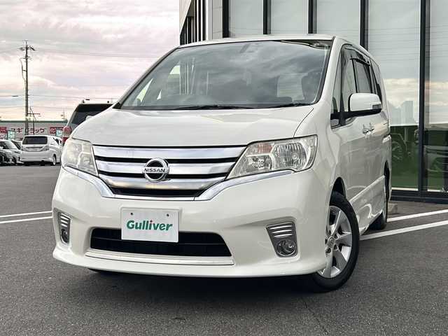 日産 セレナ ハイウェイスター Vセレクション 岐阜県 2012(平24)年 8.9万km ホワイト 純正ナビ　/ＥＴＣ　/前後ドライブレコーダー　/後席モニター　/両側パワースライドドア　/衝突軽減システム　/盗難防止装置　/横滑り防止装置　/アイドリングストップ　/純正１６インチアルミホイール　/プッシュスタート/スマートキー/純正フロアマット