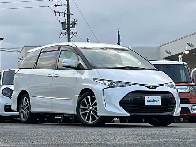トヨタ エスティマ アエラス プレミアム G 愛知県 2017(平29)年 3.2万km ホワイトパールクリスタルシャイン /ワンオーナー//禁煙車//純正10インチナビ//BT/フルセグ/HDMI/MSV/CD/DVD//バックカメラ//純正18AW//黒ハーフレザーシート//シートヒーター//両側パワースライドドア//電動リアゲート//ウッドコンビステアリング//ステアリングスイッチ//ビルトインETC//前方ドラレコ//クルーズコントロール//PCS/LDA//横滑り防止装置//盗難防止装置//先行車発進告知//LEDオートライト//オートマチックハイビーム//純正フロアマット//ドアバイザー//スペアスマートキー//ディーラー記録簿　H30/H31/R2/R3/R4/R6/R7//取扱説明書//ナビ取扱説明書//新車時保証書