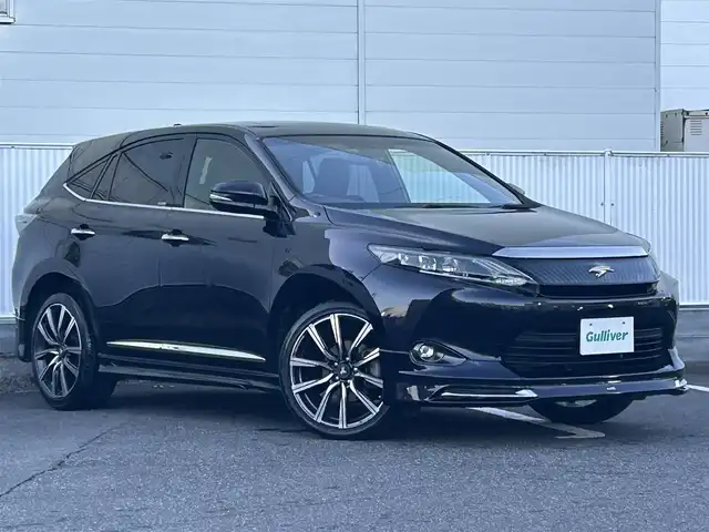 トヨタ ハリアー エレガンス 群馬県 2014(平26)年 12万km スパークリングブラックパールクリスタルシャイン モデリスタエアロ/純正SDナビゲーション/（CD/DVD/SD/BT/フルセグTV）/バックカメラ/ビルトインETC/サンルーフ/ハーフレザーシート/前後ドライブレコーダー/D席パワーシート/ステアリングスイッチ/LEDヘッドライト/フォグライト/電格ミラー/純正フロアマット/社外20インチアルミホイール