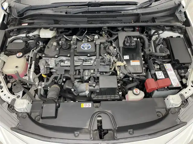 トヨタ カローラツーリング ハイブリッド ダブルバイビー 滋賀県 2019(令1)年 3.2万km ホワイトパールクリスタルシャイン 禁煙車/純正ディスプレイオーディオ/（Miracast/Bluetooth/フルセグTV）/バックカメラ/前方ドライブレコーダー/ビルトインETC/レーントレーシングアシスト/プリクラッシュセーフティー/クリアランスソナー/パーキングサポートブレーキ/ロードサインアシスト/革巻きステアリング/レーダークルーズコントロール/ステアリングリモコン/LEDヘッドライト/フォグランプ/オートヘッドライト/オートマチックハイビーム/ハーフレザーシート/シートリフター/電動パーキングブレーキ/オートホールドブレーキ/純正アルミホイール