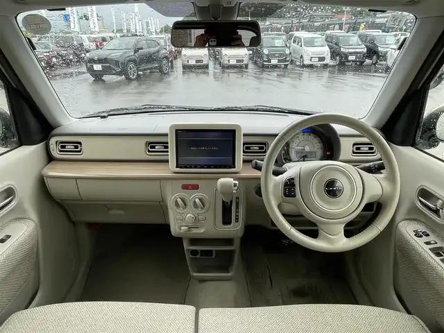 スズキ ラパン S 宮崎県 2017(平29)年 3.5万km フォーンベージュM ワンオーナー/純正8型ナビ/　(Bluetooth/CD/DVD)/フルセグTV/全方位モニター/横滑り防止装置/HIDヘッドランプ/オートライト/本革巻きステアリング/ステアリングスイッチ/前席シートヒーター/キーレスプッシュスタートシステム/禁煙車