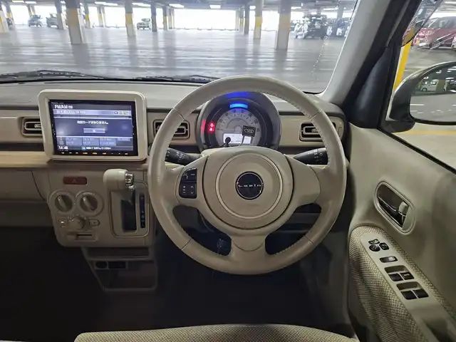 スズキ ラパン S 宮崎県 2017(平29)年 3.5万km フォーンベージュM ワンオーナー/純正8型ナビ/　(Bluetooth/CD/DVD)/フルセグTV/全方位モニター/横滑り防止装置/HIDヘッドランプ/オートライト/本革巻きステアリング/ステアリングスイッチ/前席シートヒーター/キーレスプッシュスタートシステム/禁煙車