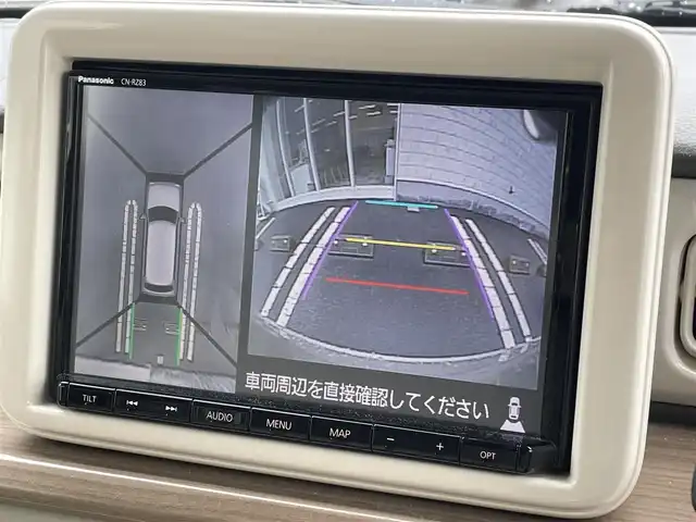 スズキ ラパン S 宮崎県 2017(平29)年 3.5万km フォーンベージュM ワンオーナー/純正8型ナビ/　(Bluetooth/CD/DVD)/フルセグTV/全方位モニター/横滑り防止装置/HIDヘッドランプ/オートライト/本革巻きステアリング/ステアリングスイッチ/前席シートヒーター/キーレスプッシュスタートシステム/禁煙車