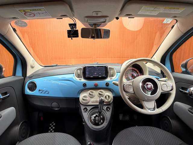 フィアット ５００ ツインエア ポップ 千葉県 2017(平29)年 4.6万km ブルーヴォラーレ 後期モデル　/ナビ　/ＴＶ　/バックカメラ　/Ｂｌｕｅｔｏｏｔｈ接続　/シェブロンストライプファブリックシート　/アイボリーエアコンパネル　/キーレス　/アイドリングストップ　/１オーナー　/ドラレコ　/ＥＴＣ