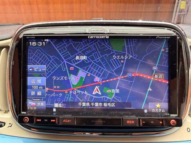 フィアット ５００ ツインエア ポップ 千葉県 2017(平29)年 4.6万km ブルーヴォラーレ 後期モデル　/ナビ　/ＴＶ　/バックカメラ　/Ｂｌｕｅｔｏｏｔｈ接続　/シェブロンストライプファブリックシート　/アイボリーエアコンパネル　/キーレス　/アイドリングストップ　/１オーナー　/ドラレコ　/ＥＴＣ