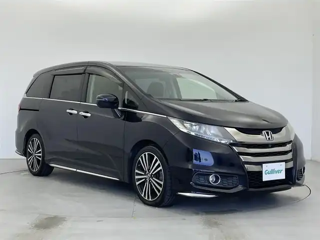ホンダ オデッセイ アブソルート EX 富山県 2013(平25)年 6.1万km プレミアムヴィーナスブラックP 純正ナビ（CD/DVD/USB/HDMI/BT）/フルセグTV/アラウンドビューモニター/両側パワースライドドア/シティブレーキアクティブシステム/ブラインドスポットモニター/クルーズコントロール/ブラインドスポットモニター/ハーフレザーシート/ビルトインETC/ドライブレコーダー前後/パドルシフト/スマートキー×２/プッシュスタート/オートライト/リア・ドアミラーヒーター装着車