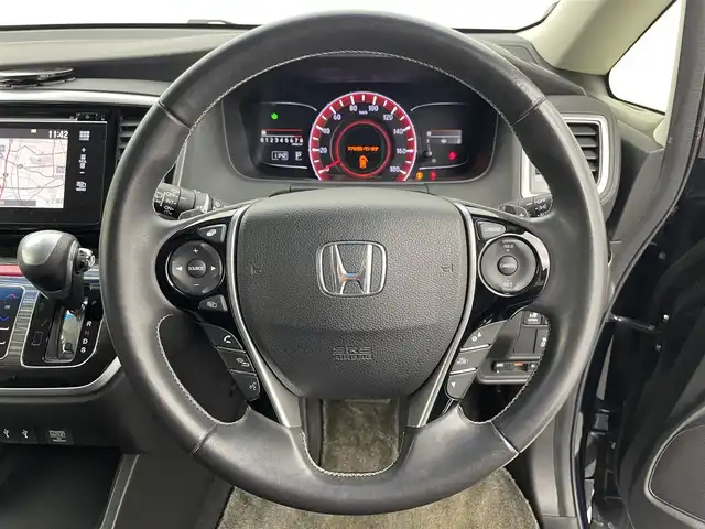 ホンダ オデッセイ アブソルート EX 富山県 2013(平25)年 6.1万km プレミアムヴィーナスブラックP 純正ナビ（CD/DVD/USB/HDMI/BT）/フルセグTV/アラウンドビューモニター/両側パワースライドドア/シティブレーキアクティブシステム/ブラインドスポットモニター/クルーズコントロール/ブラインドスポットモニター/ハーフレザーシート/ビルトインETC/ドライブレコーダー前後/パドルシフト/スマートキー×２/プッシュスタート/オートライト/リア・ドアミラーヒーター装着車