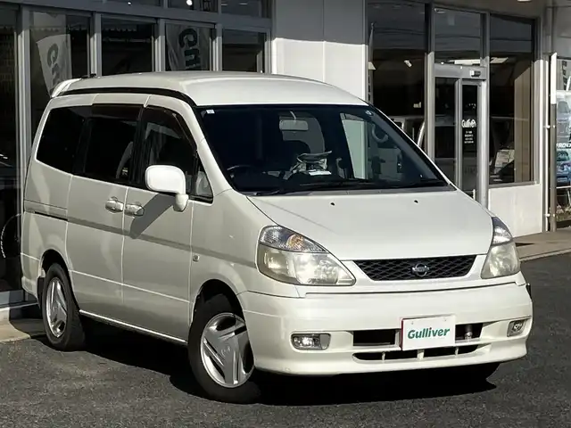 日産 セレナ J Vパック 山口県 2001(平13)年 10.8万km ホワイトパール 純正フロアマット/純正ドアバイザー/純正フォグランプ/純正15インチアルミ/純正リアスポイラー/社外CDデッキ/電動格納ドアミラー/電動コーナーポール/スライドオートクロージャー/ETC/スペアキー(2本)