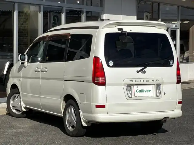 日産 セレナ J Vパック 山口県 2001(平13)年 10.8万km ホワイトパール 純正フロアマット/純正ドアバイザー/純正フォグランプ/純正15インチアルミ/純正リアスポイラー/社外CDデッキ/電動格納ドアミラー/電動コーナーポール/スライドオートクロージャー/ETC/スペアキー(2本)