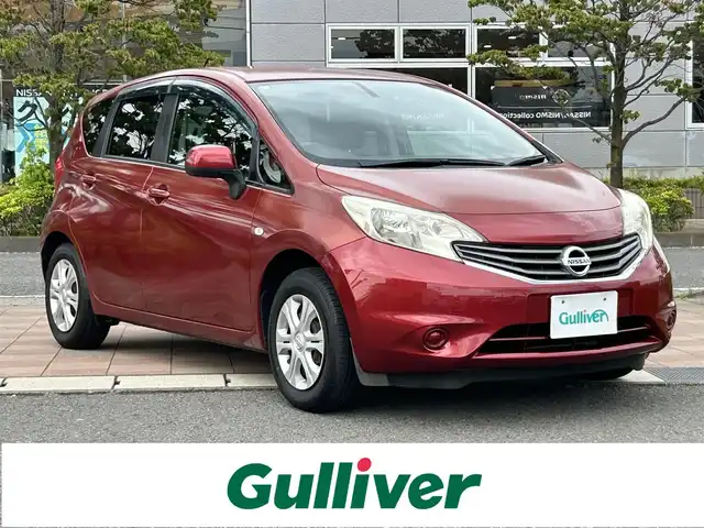 日産 ノート X 福島県 2012(平24)年 3万km ラディアントレッド ワンオーナー/純正メモリナビ/　【CD/ワンセグTV/AUX】/バックカメラ/ETC/ハロゲンライト/ヘッドライトレベライザー/スマートキー/プッシュスタート/アイドリングストップ/ドアバイザー/フロアマット/リアプライバシーガラス/スペアキー×1