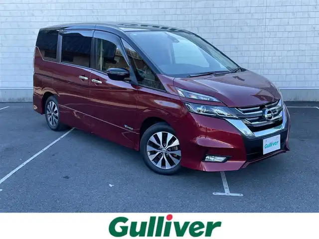 日産 セレナ ハイウェイスター プロパイロットED 静岡県 2016(平28)年 6.3万km マルーンレッド 2トーン 純正ナビ/純正フリップダウンモニター/・フルセグTV/・Bluetooth接続/・DVD再生/プロパイロット/エマージェンシーブレーキ/両側パワースライドドア/プッシュスタート/スマートキー/電動パーキングブレーキ/オートブレーキホールド/バックカメラ/ビルトインＥＴＣ/ＬＥＤオートライト