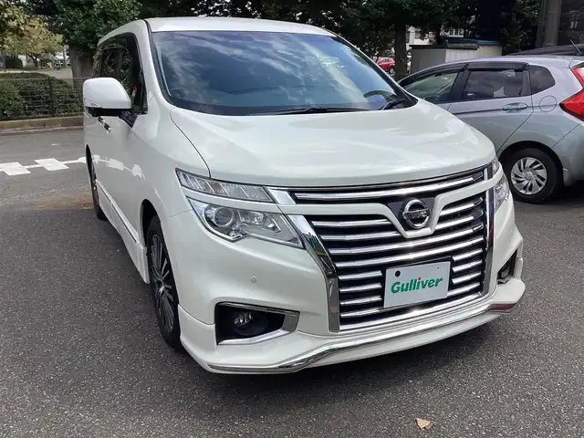 日産 エルグランド 250ハイウェイスター プレミアム 神奈川県 2014(平26)年 13.1万km ブリリアントホワイトパール 純正HDDナビ/(AM/FM/BT/CD/DVD/フルセグTV)/フリップダウンモニタ/Bose5.1ch/クルーズコントロール/全方位カメラ/バックカメラ/両側パワースライドドア/100V充電/ETC/LEDヘッドライト/エザーシート/パワーシート/シートヒーター/ステアリングスイッチ/ウィンカーミラー/ドアバイザー/パワーウィンドウ/パワーステアリング