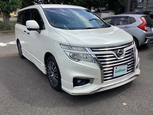 日産 エルグランド 250ハイウェイスター プレミアム 神奈川県 2014(平26)年 13.1万km ブリリアントホワイトパール 純正HDDナビ/(AM/FM/BT/CD/DVD/フルセグTV)/フリップダウンモニタ/Bose5.1ch/クルーズコントロール/全方位カメラ/バックカメラ/両側パワースライドドア/100V充電/ETC/LEDヘッドライト/エザーシート/パワーシート/シートヒーター/ステアリングスイッチ/ウィンカーミラー/ドアバイザー/パワーウィンドウ/パワーステアリング
